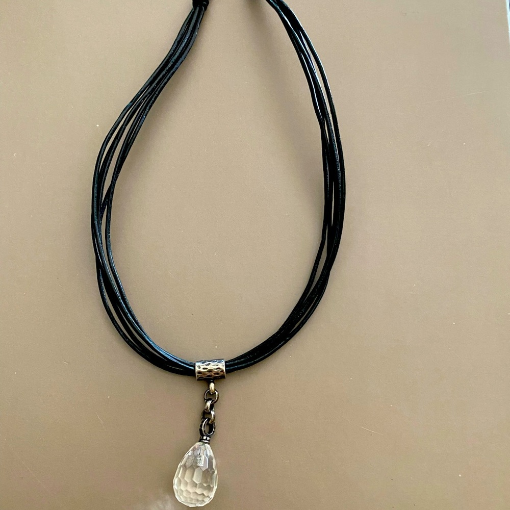 Silpada Crystal necklace on leather cords
